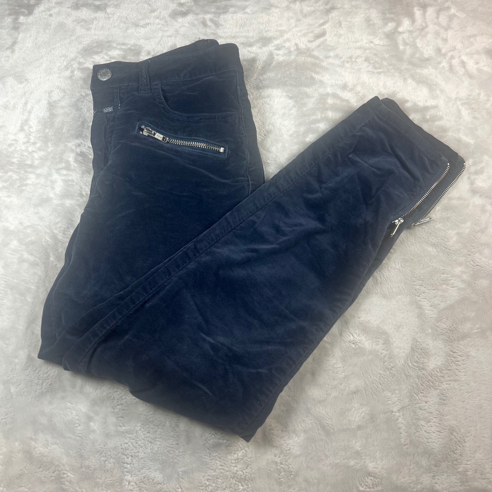 Closed Women's 27 Pants Navy Blue Japanese Woven Aimie Moto‎ Zipper